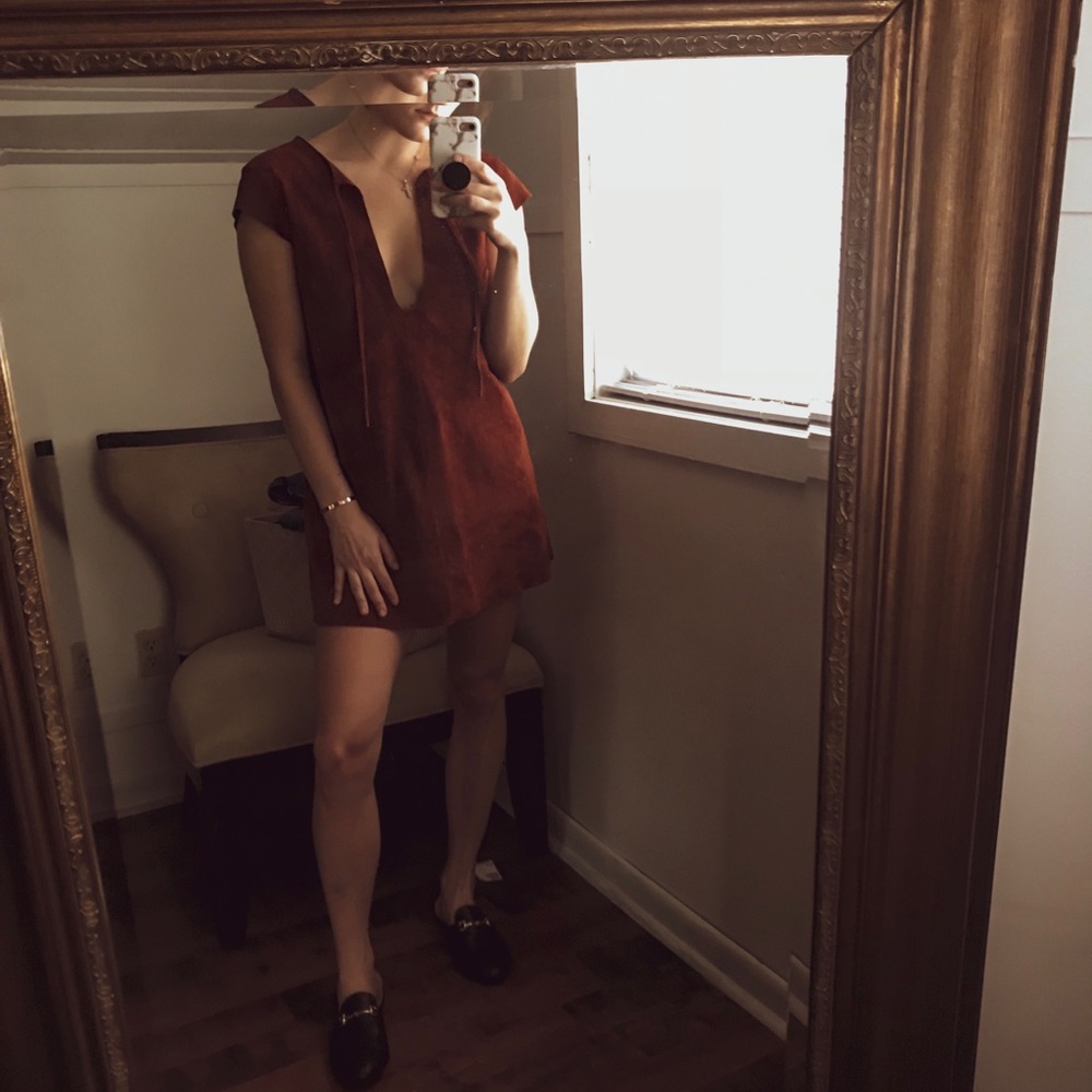 FREE PEOPLE 100% COW SUEDE DRESS